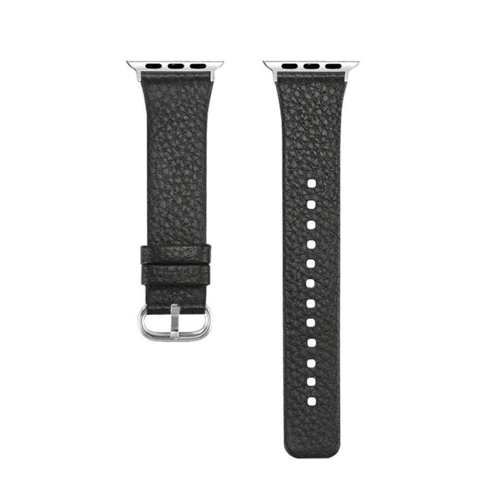 Rigtigt flot Apple Watch Series 1-3 42mm Ægte læder Rem - Sort#serie_1