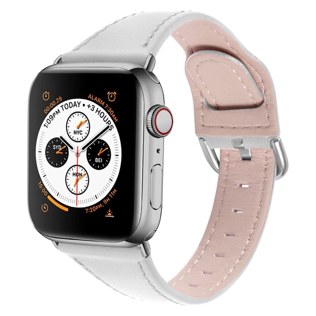 Mega slidstærk Apple Watch Series 1-3 42mm Ægte læder Rem - Hvid#serie_2