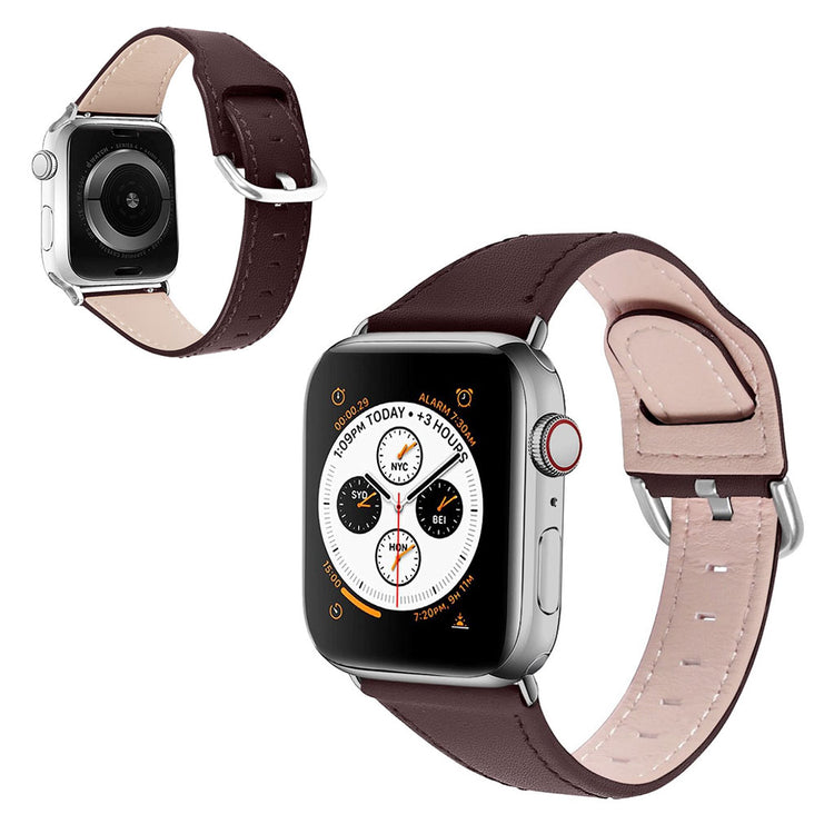 Mega slidstærk Apple Watch Series 1-3 42mm Ægte læder Rem - Brun#serie_4