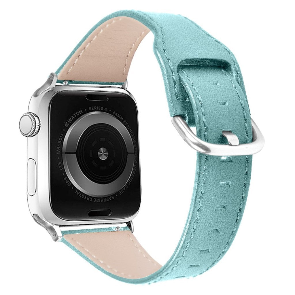 Mega slidstærk Apple Watch Series 1-3 42mm Ægte læder Rem - Blå#serie_5