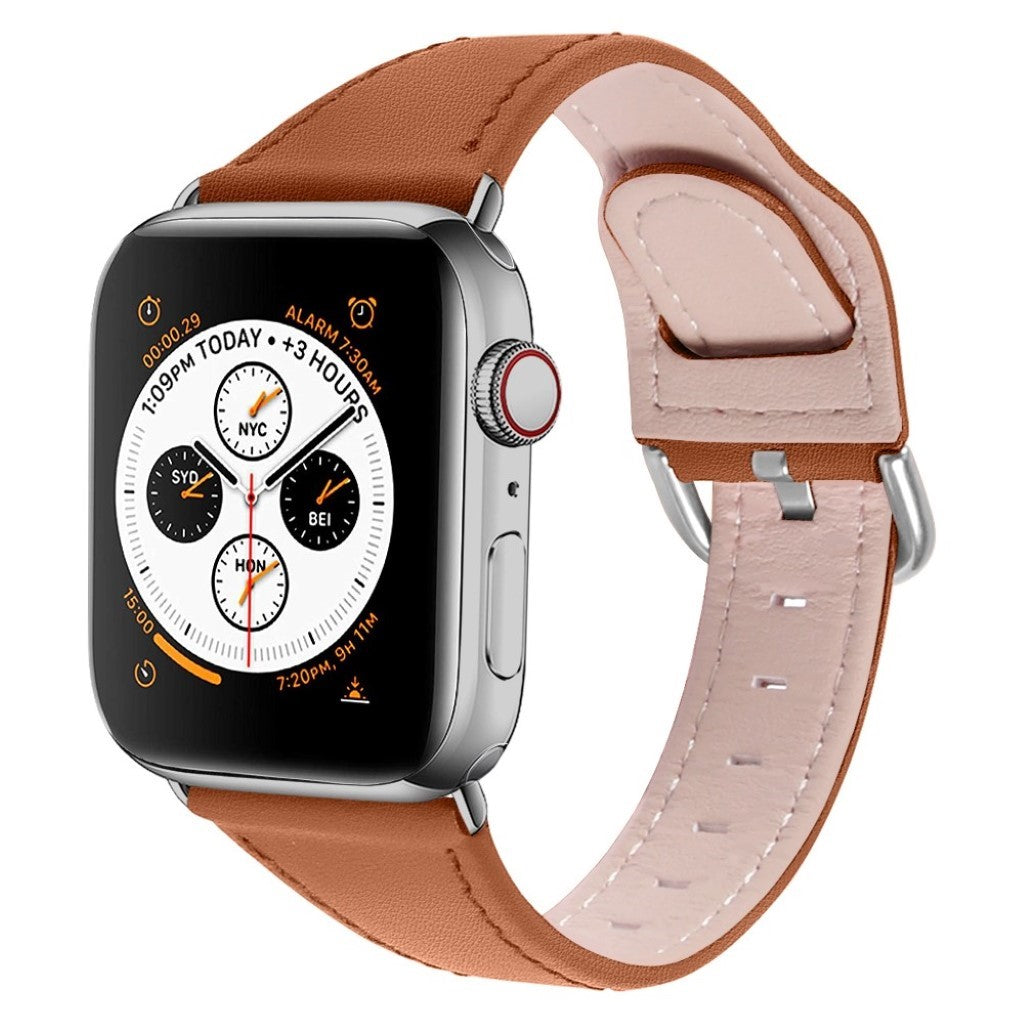 Mega slidstærk Apple Watch Series 1-3 42mm Ægte læder Rem - Brun#serie_6