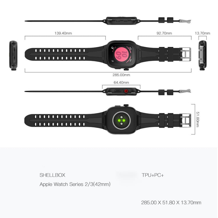 Meget flot Apple Watch Series 1-3 42mm Silikone Rem - Sort#serie_055