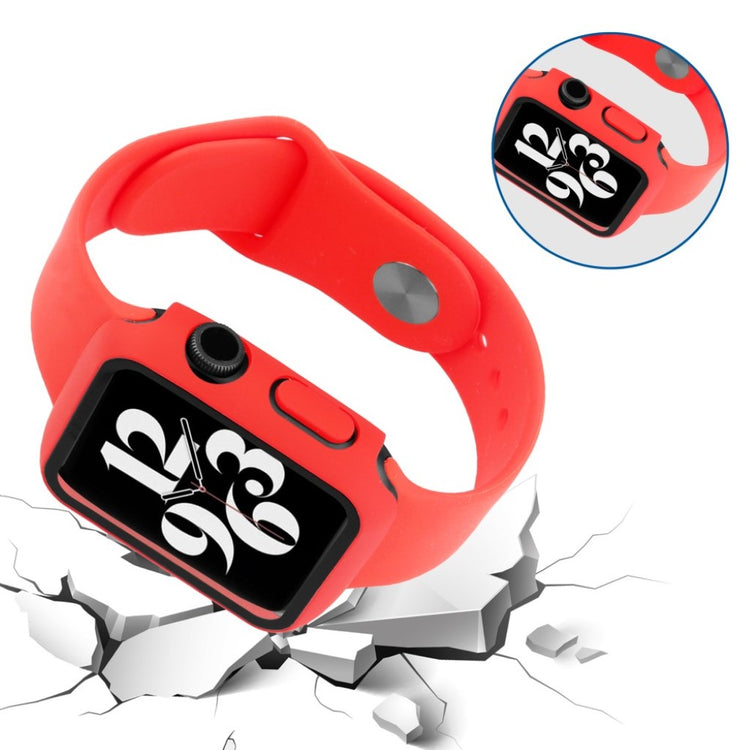 Vildt cool Apple Watch Series 1-3 42mm Silikone og Glas Rem - Rød#serie_7