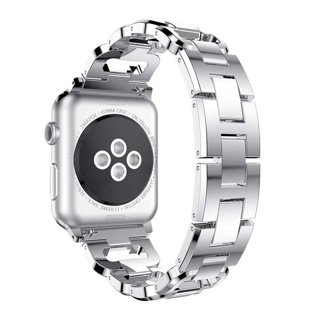 Stilfuld Apple Watch Series 1-3 38mm Metal og Rhinsten Rem - Sølv#serie_2