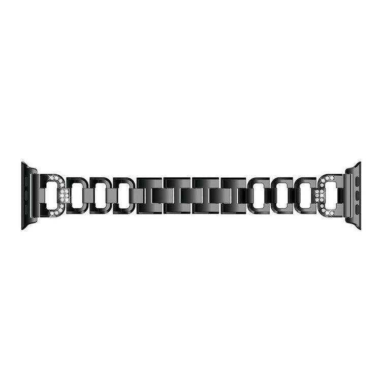 Stilfuld Apple Watch Series 1-3 38mm Metal og Rhinsten Rem - Sort#serie_3