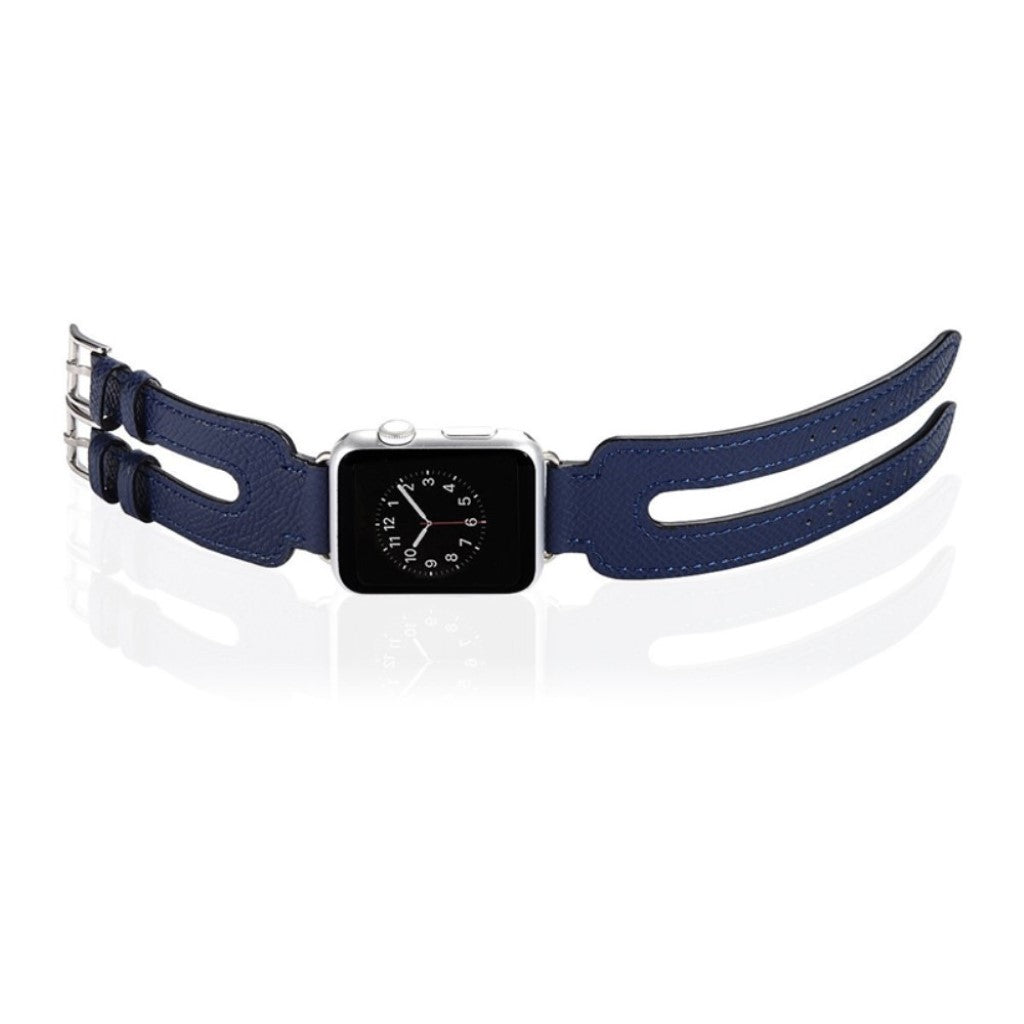 Mega slidstærk Apple Watch Series 1-3 38mm Kunstlæder Rem - Blå#serie_1