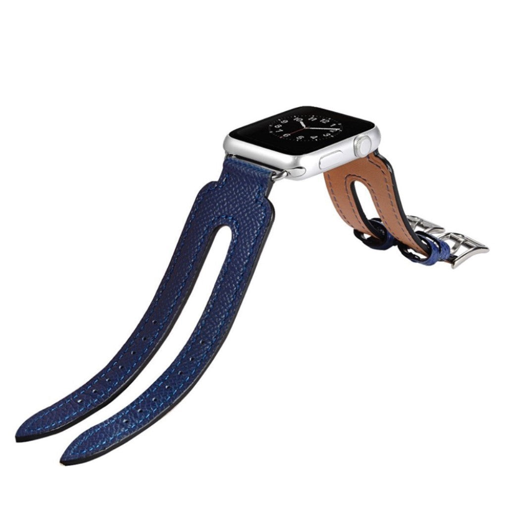 Mega slidstærk Apple Watch Series 1-3 38mm Kunstlæder Rem - Blå#serie_1