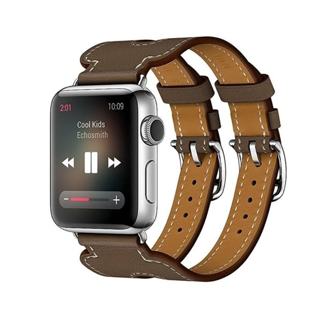 Mega slidstærk Apple Watch Series 1-3 38mm Kunstlæder Rem - Brun#serie_2