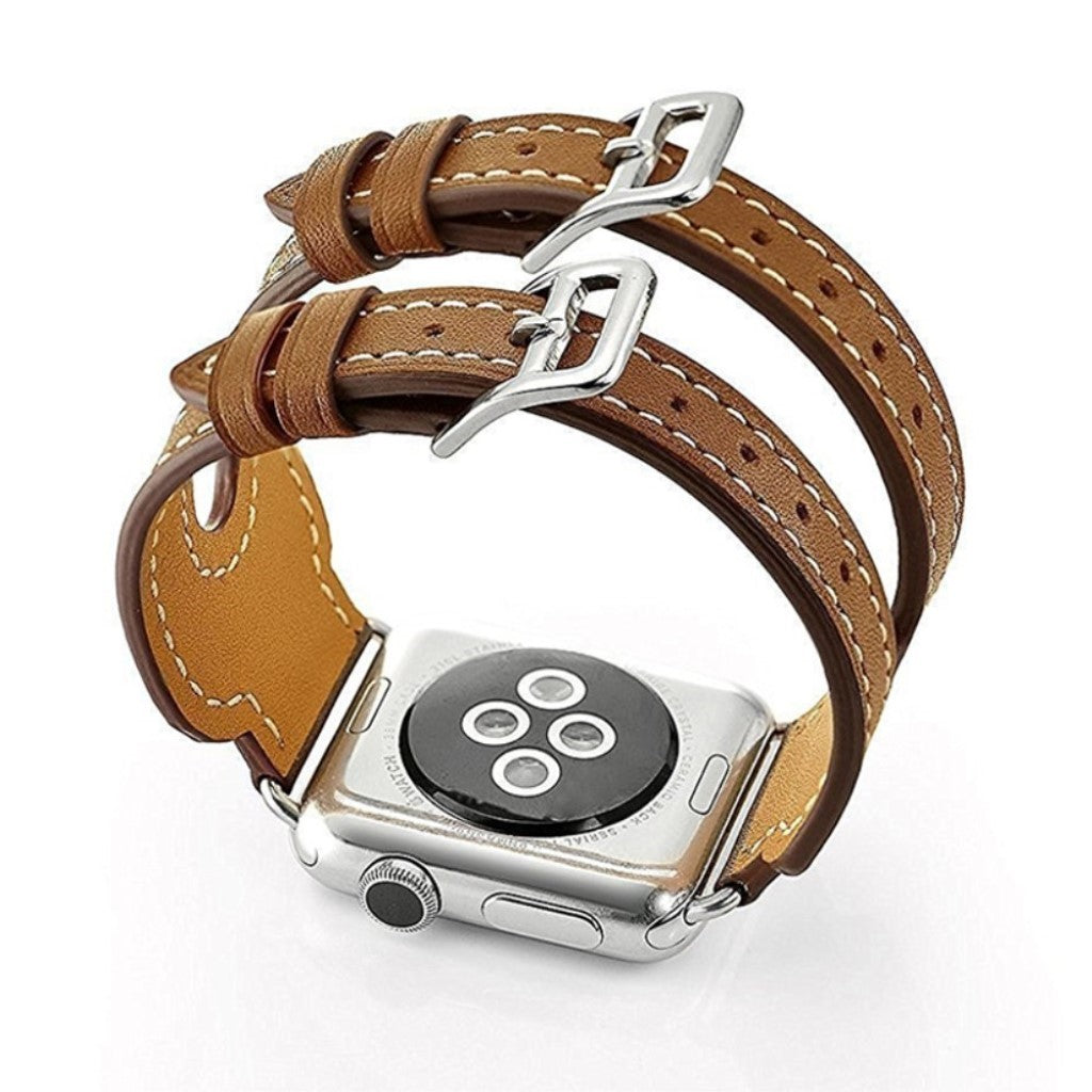 Mega slidstærk Apple Watch Series 1-3 38mm Kunstlæder Rem - Brun#serie_3