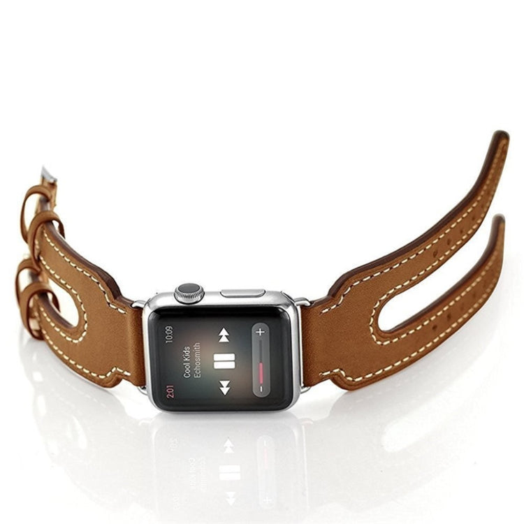 Mega slidstærk Apple Watch Series 1-3 38mm Kunstlæder Rem - Brun#serie_3