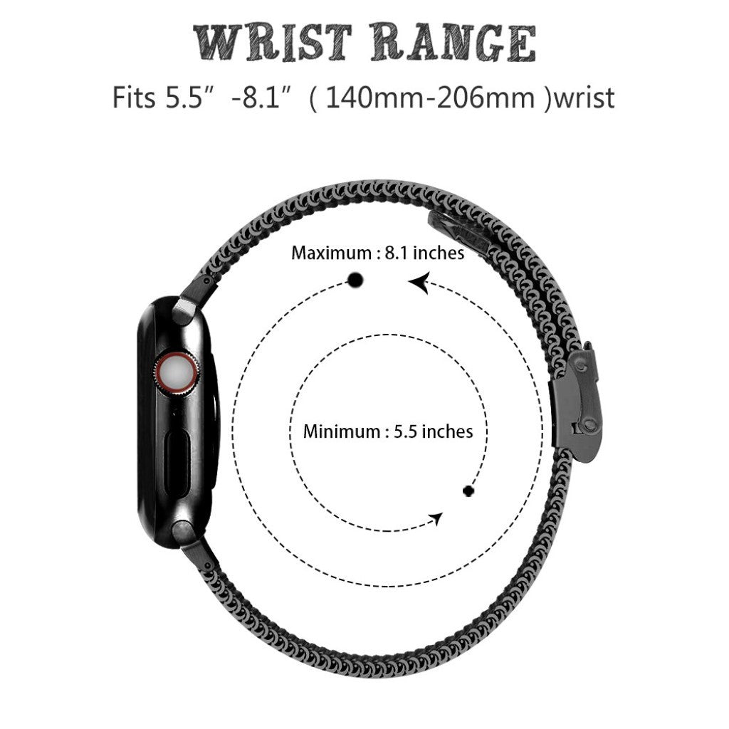 Stilren Apple Watch Series 1-3 38mm Metal Rem - Sort#serie_2