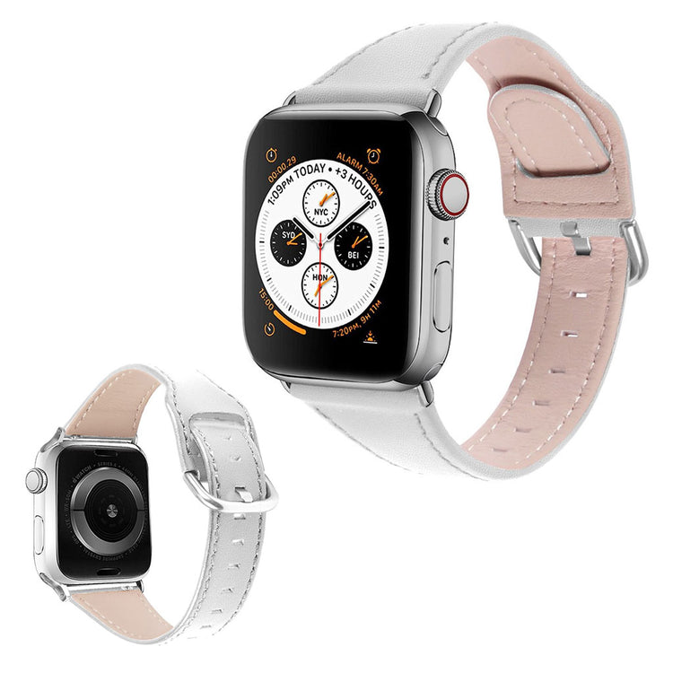 Smuk Apple Watch Series 1-3 38mm Ægte læder Rem - Hvid#serie_2