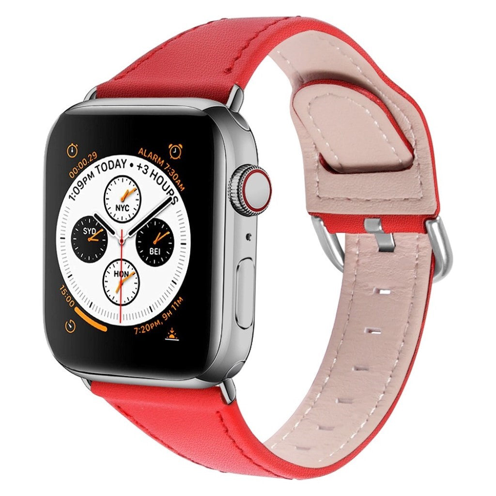 Smuk Apple Watch Series 1-3 38mm Ægte læder Rem - Rød#serie_3