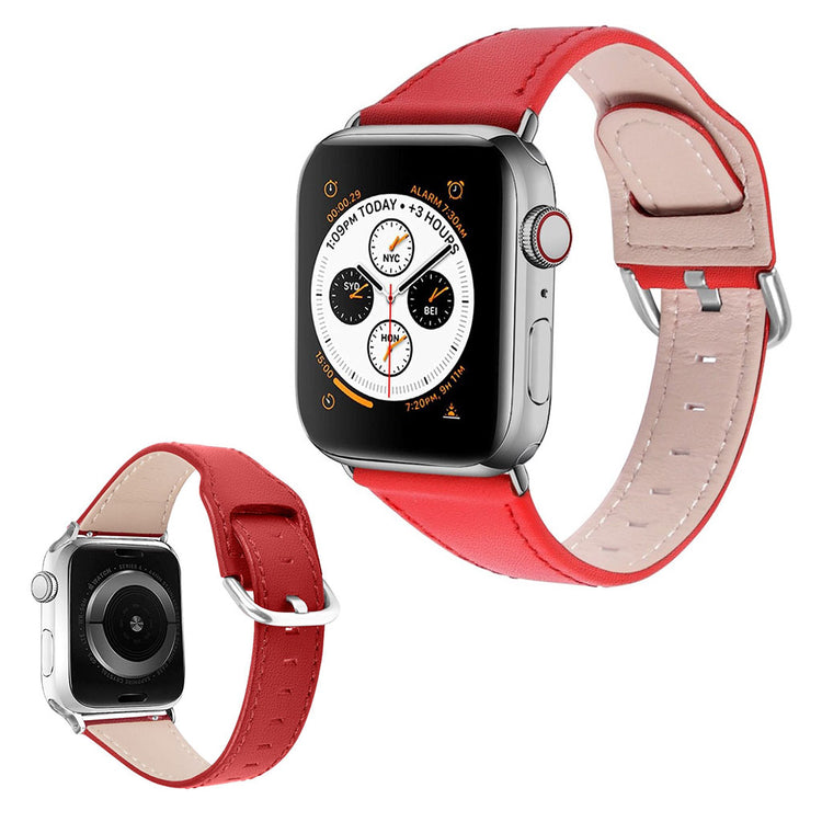 Smuk Apple Watch Series 1-3 38mm Ægte læder Rem - Rød#serie_3