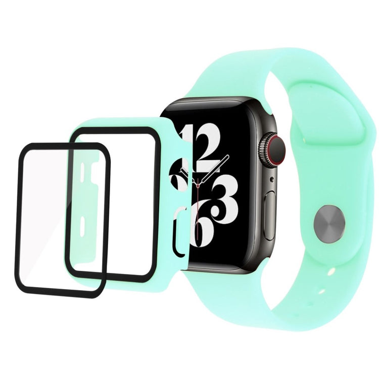 Meget sejt Apple Watch Series 1-3 38mm Silikone og Glas Rem - Grøn#serie_10