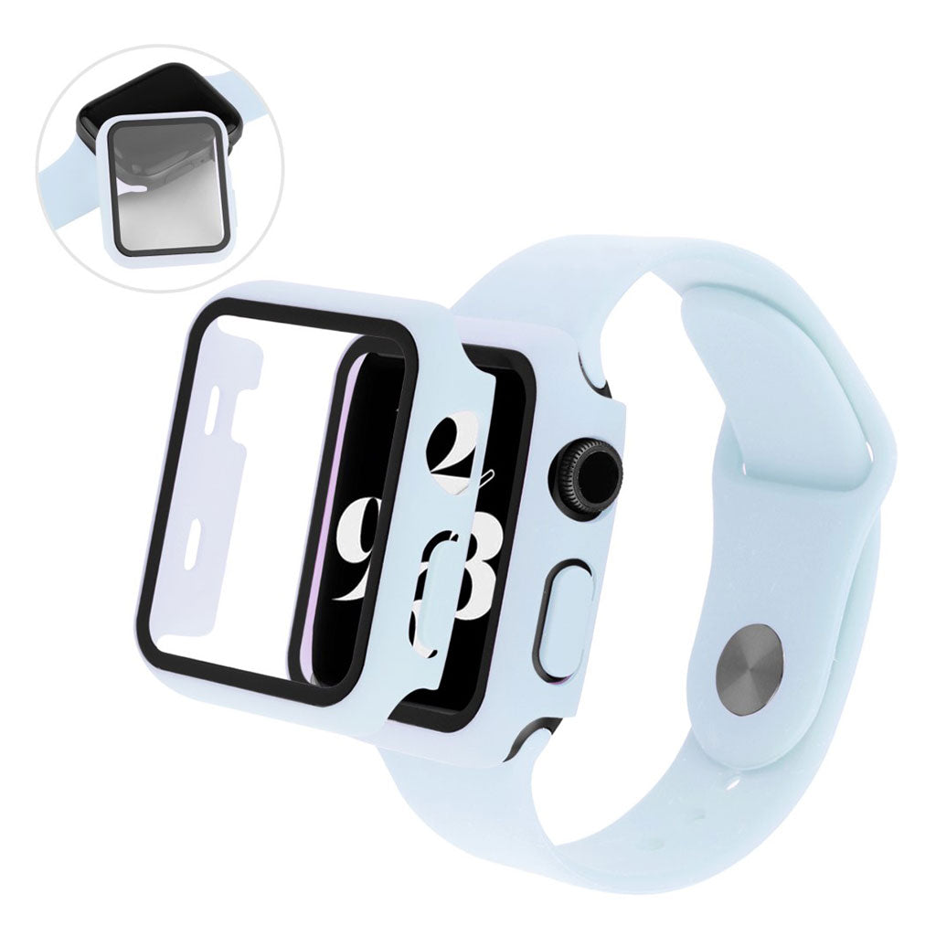 Meget sejt Apple Watch Series 1-3 38mm Silikone og Glas Rem - Blå#serie_13