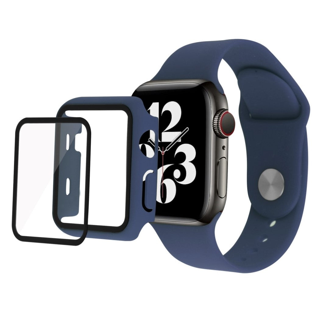 Meget sejt Apple Watch Series 1-3 38mm Silikone og Glas Rem - Blå#serie_14