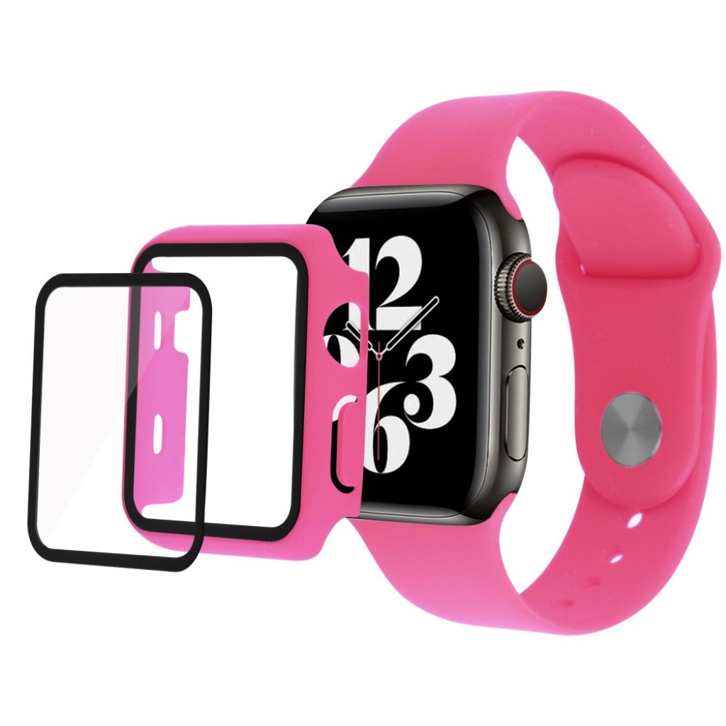 Meget sejt Apple Watch Series 1-3 38mm Silikone og Glas Rem - Pink#serie_4