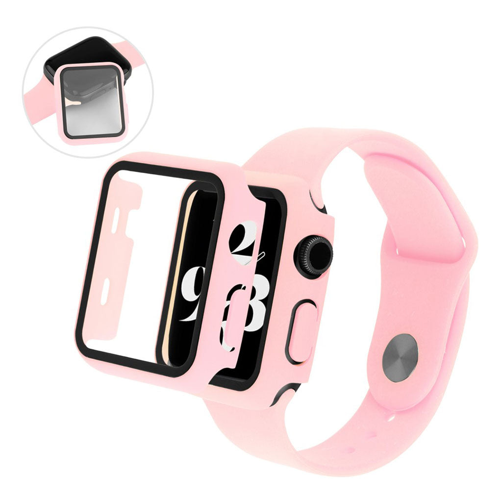 Meget sejt Apple Watch Series 1-3 38mm Silikone og Glas Rem - Pink#serie_5