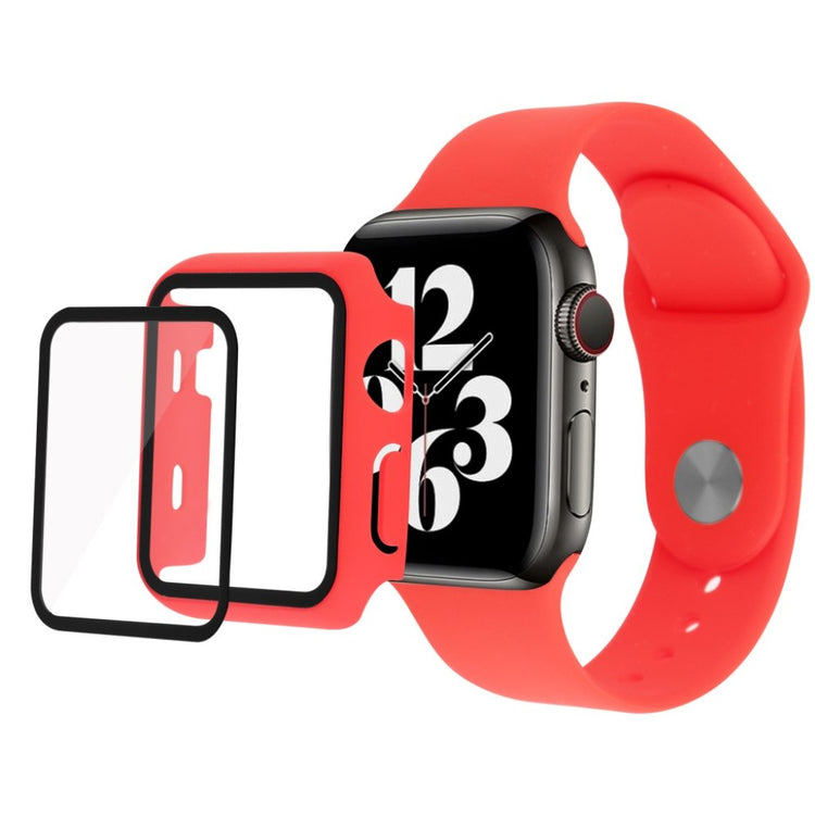 Meget sejt Apple Watch Series 1-3 38mm Silikone og Glas Rem - Rød#serie_6