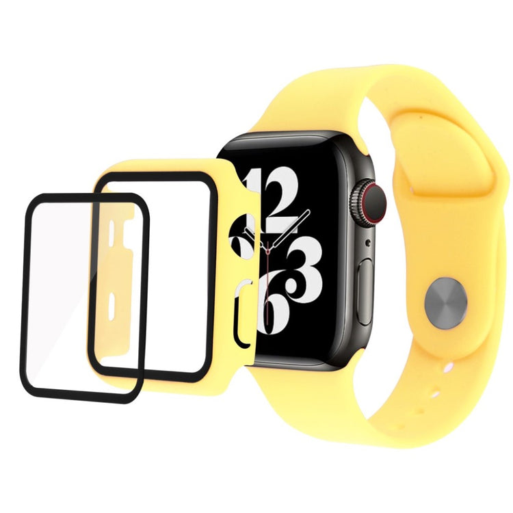 Meget sejt Apple Watch Series 1-3 38mm Silikone og Glas Rem - Gul#serie_8