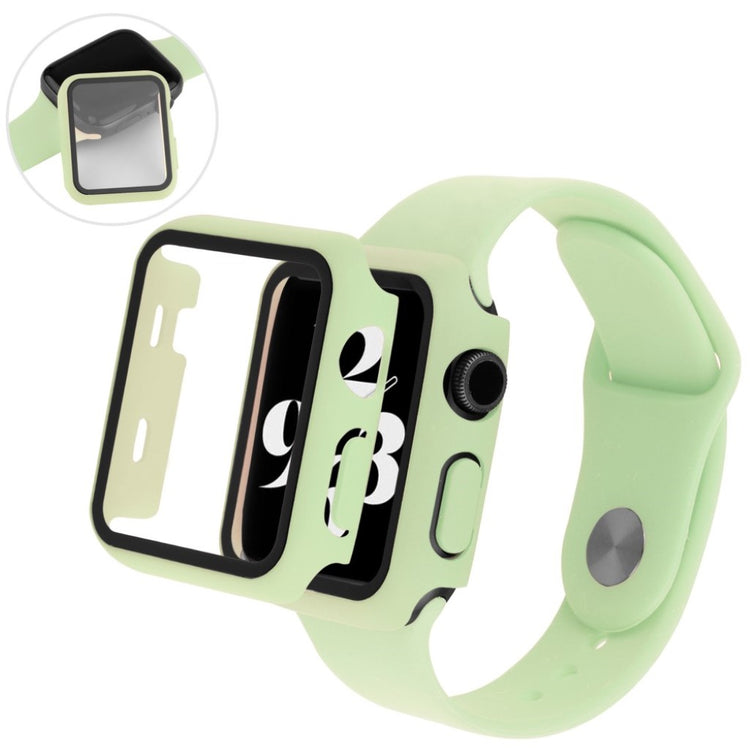 Meget sejt Apple Watch Series 1-3 38mm Silikone og Glas Rem - Grøn#serie_9