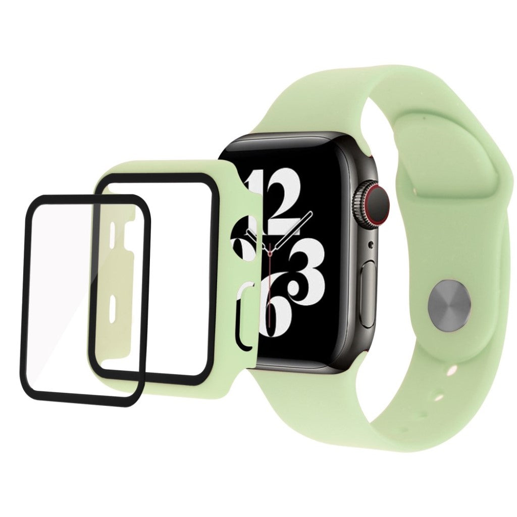Meget sejt Apple Watch Series 1-3 38mm Silikone og Glas Rem - Grøn#serie_9