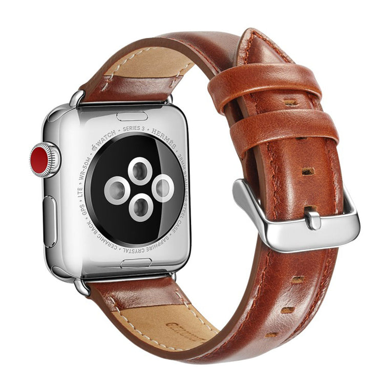 Rigtigt fed Apple Watch Series 4 40mm Ægte læder Rem - Brun#serie_2