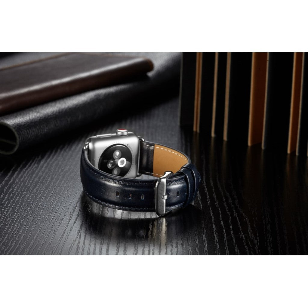 Rigtigt fed Apple Watch Series 4 40mm Ægte læder Rem - Blå#serie_3