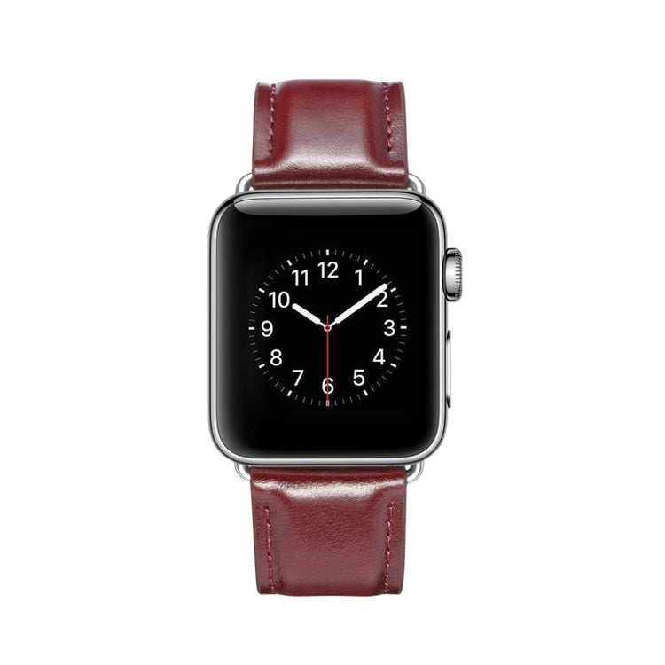 Rigtigt fed Apple Watch Series 4 40mm Ægte læder Rem - Rød#serie_4
