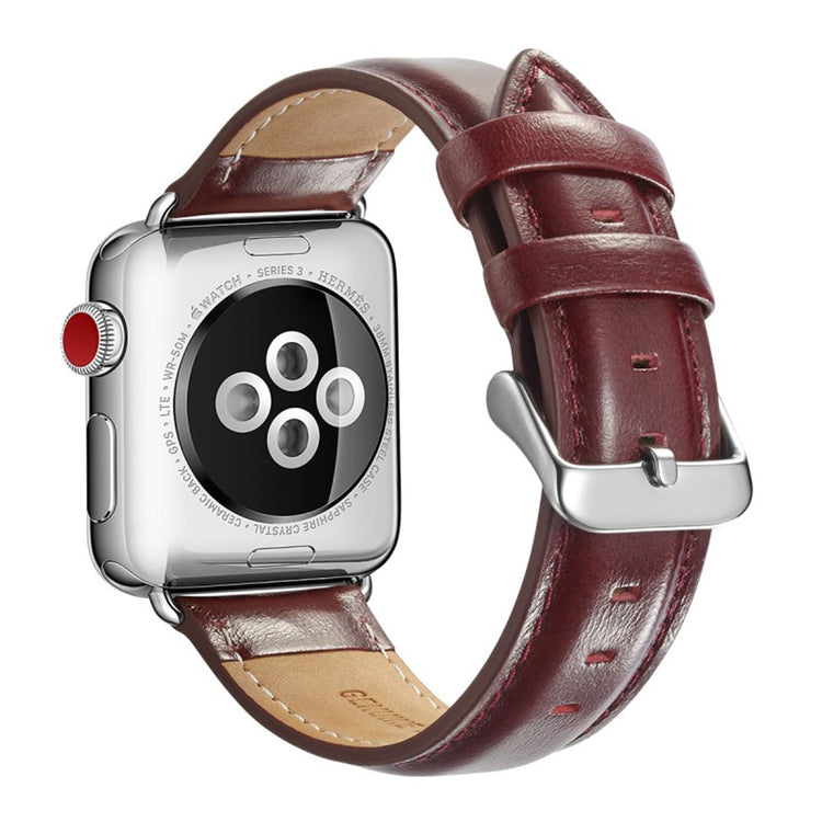 Rigtigt fed Apple Watch Series 4 40mm Ægte læder Rem - Rød#serie_4
