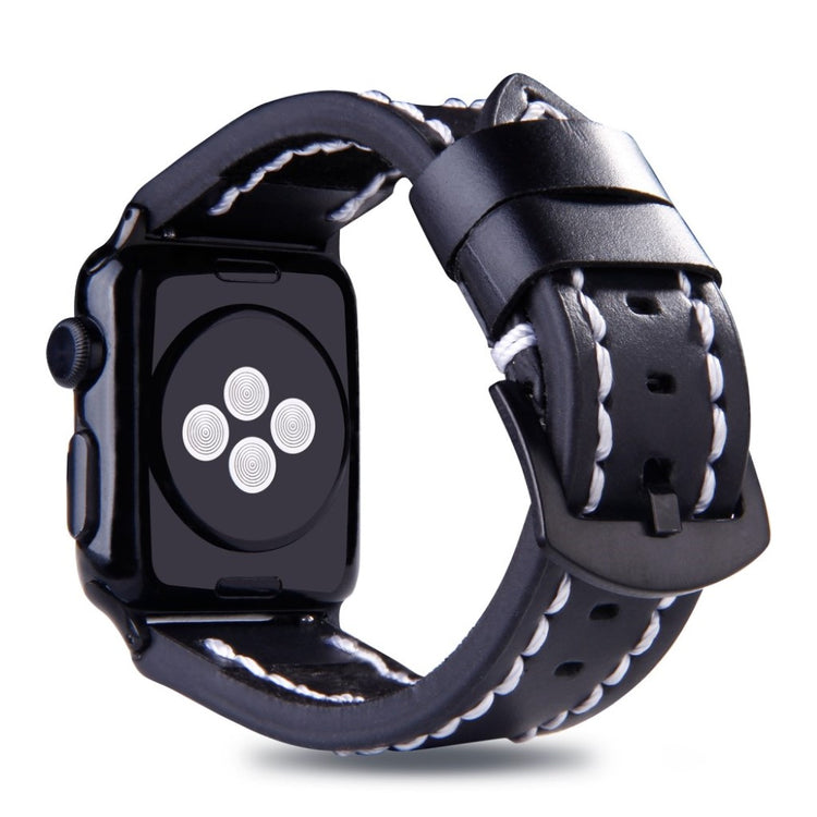 Meget flot Apple Watch Series 4 40mm Ægte læder Rem - Sort#serie_1