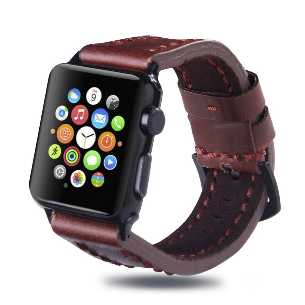 Meget flot Apple Watch Series 4 40mm Ægte læder Rem - Rød#serie_4