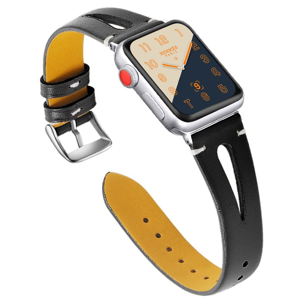 Super nydelig Apple Watch Series 4 40mm Ægte læder Rem - Sort#serie_1