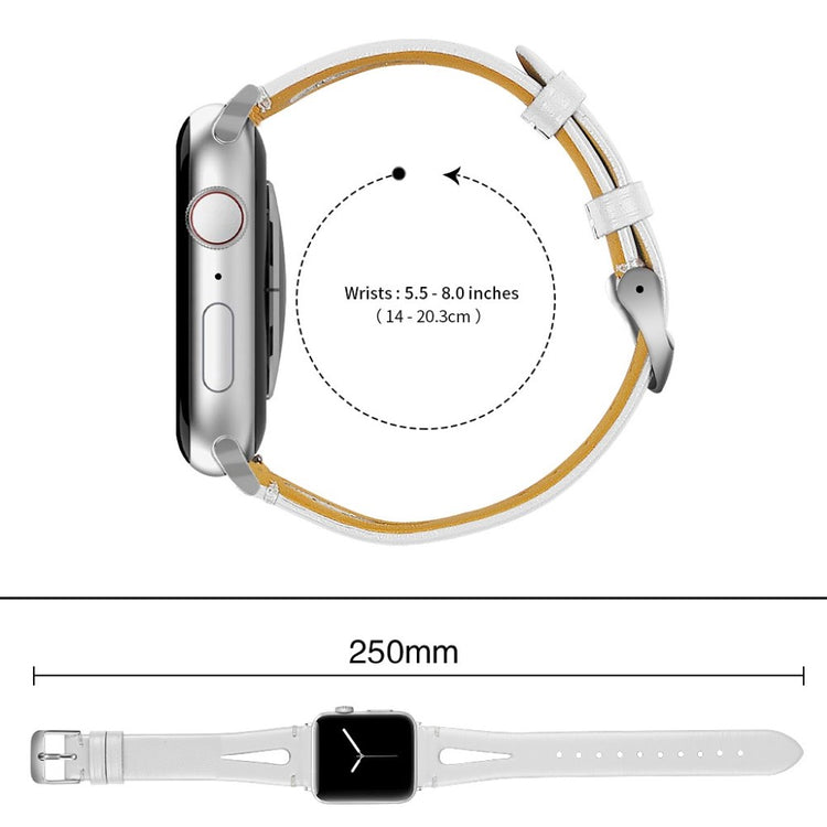 Super nydelig Apple Watch Series 4 40mm Ægte læder Rem - Hvid#serie_2