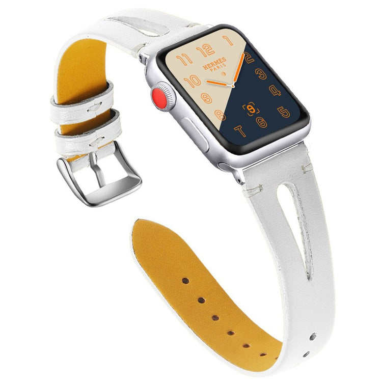Super nydelig Apple Watch Series 4 40mm Ægte læder Rem - Hvid#serie_2