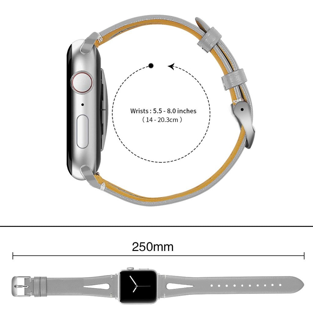 Super nydelig Apple Watch Series 4 40mm Ægte læder Rem - Sølv#serie_3