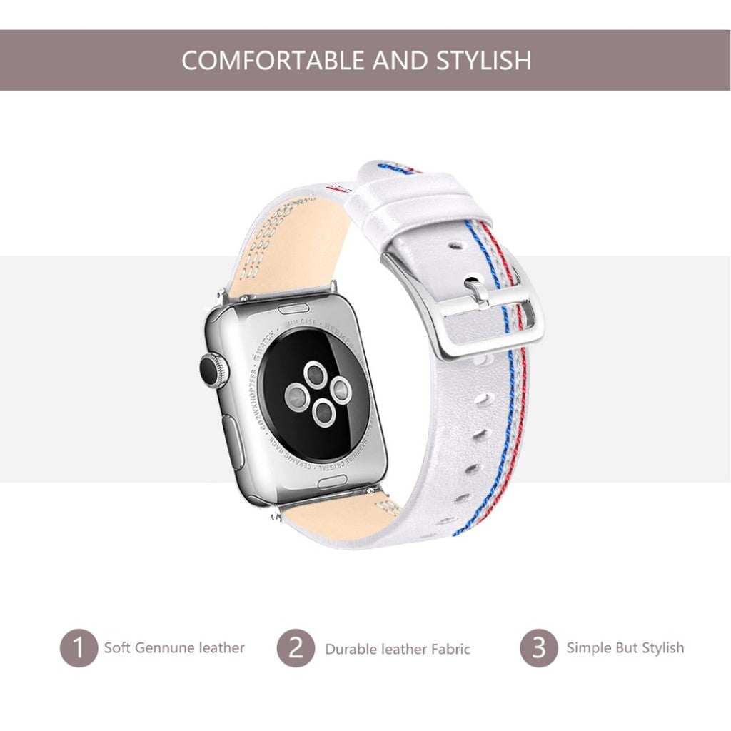 Helt vildt elegant Apple Watch Series 4 40mm Ægte læder Rem - Hvid#serie_1