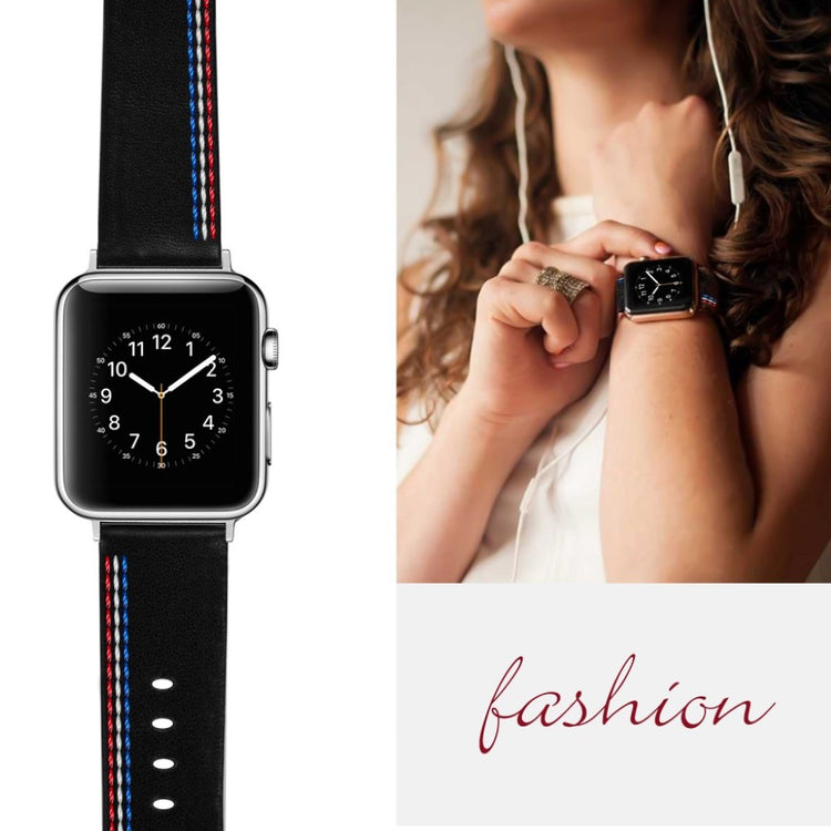 Helt vildt elegant Apple Watch Series 4 40mm Ægte læder Rem - Sort#serie_3
