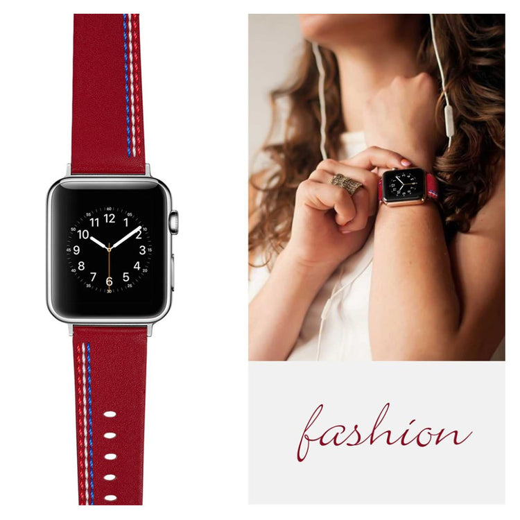 Helt vildt elegant Apple Watch Series 4 40mm Ægte læder Rem - Rød#serie_4