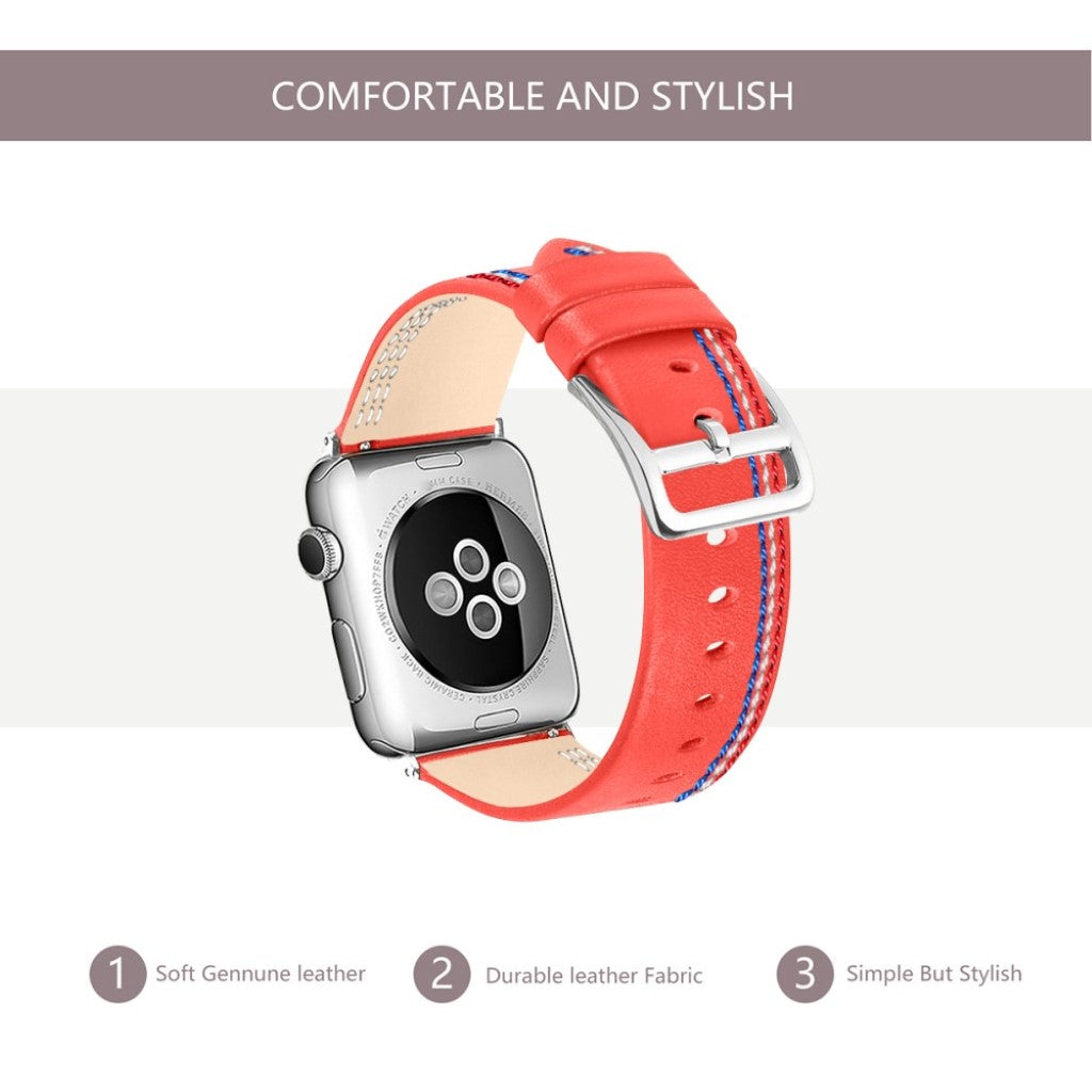 Helt vildt elegant Apple Watch Series 4 40mm Ægte læder Rem - Orange#serie_6