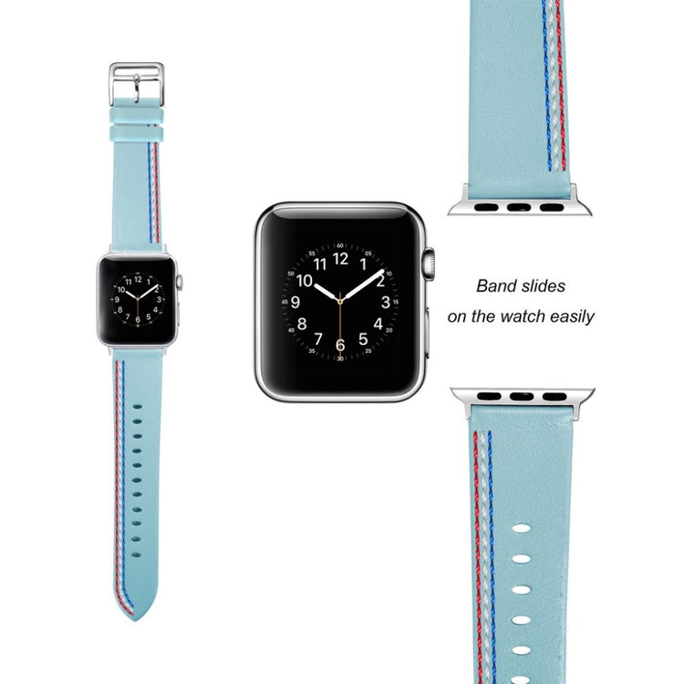 Helt vildt elegant Apple Watch Series 4 40mm Ægte læder Rem - Blå#serie_7