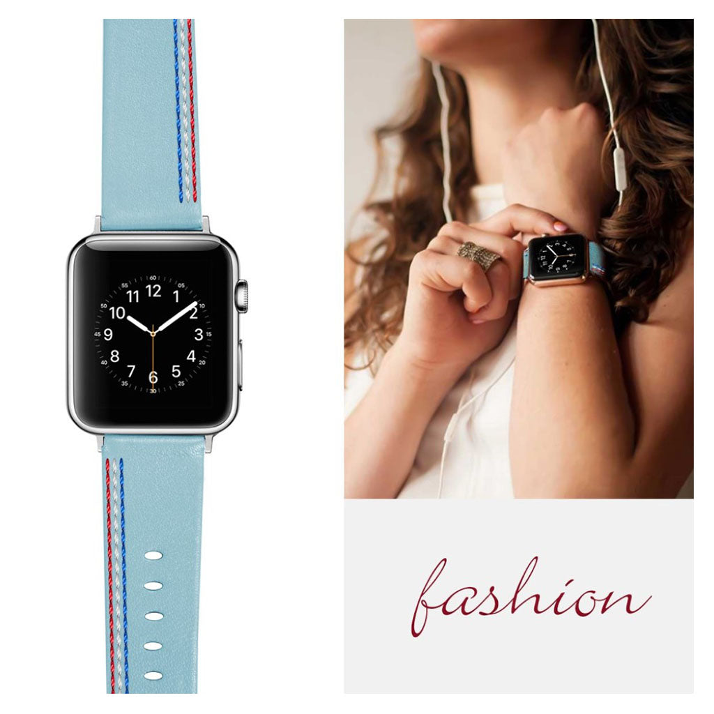 Helt vildt elegant Apple Watch Series 4 40mm Ægte læder Rem - Blå#serie_7