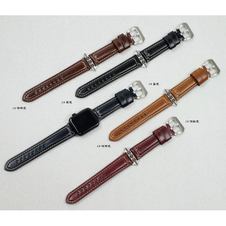 Mega holdbart Apple Watch Series 4 40mm Ægte læder Rem - Sort#serie_1