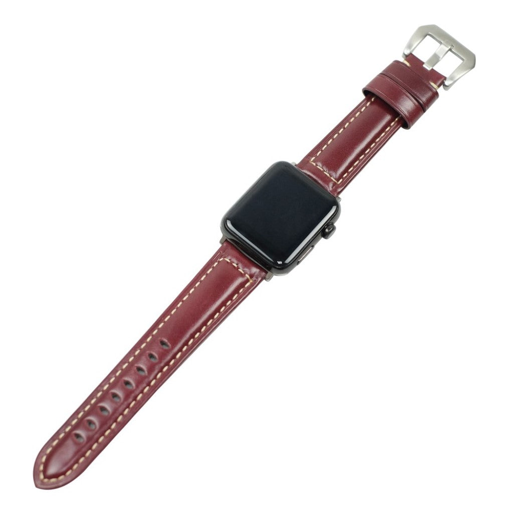 Mega holdbart Apple Watch Series 4 40mm Ægte læder Rem - Rød#serie_2