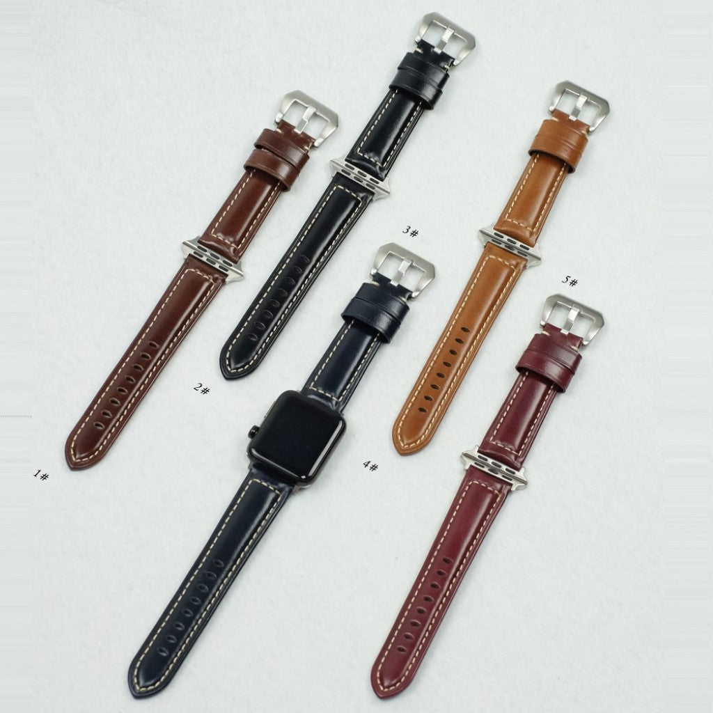 Mega holdbart Apple Watch Series 4 40mm Ægte læder Rem - Blå#serie_3