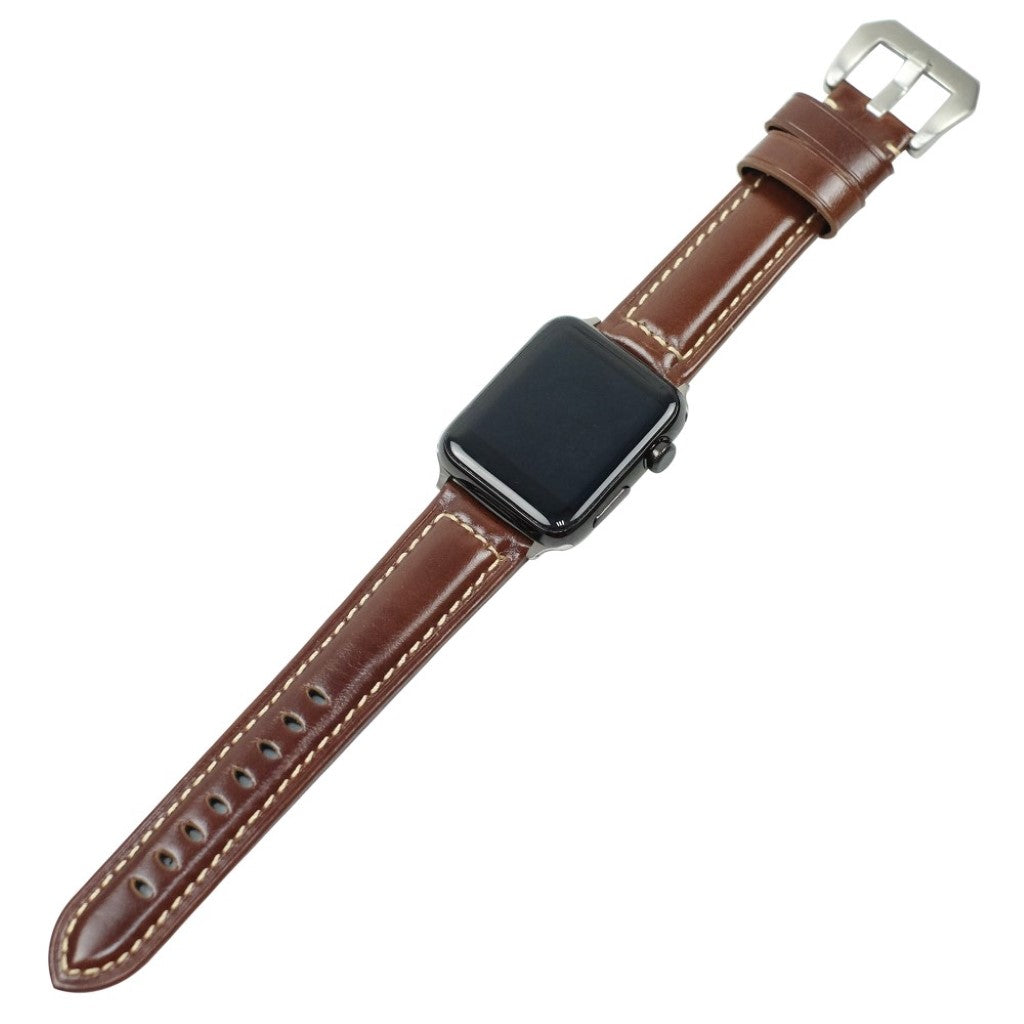 Mega holdbart Apple Watch Series 4 40mm Ægte læder Rem - Brun#serie_5