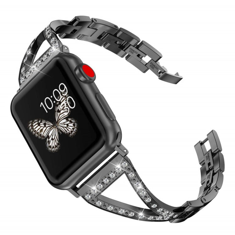 Holdbart Apple Watch Series 4 40mm Metal og Rhinsten Rem - Sort#serie_1