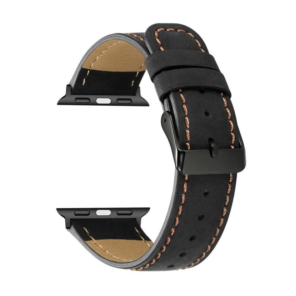 Meget fantastisk Apple Watch Series 4 40mm Ægte læder Rem - Sort#serie_1
