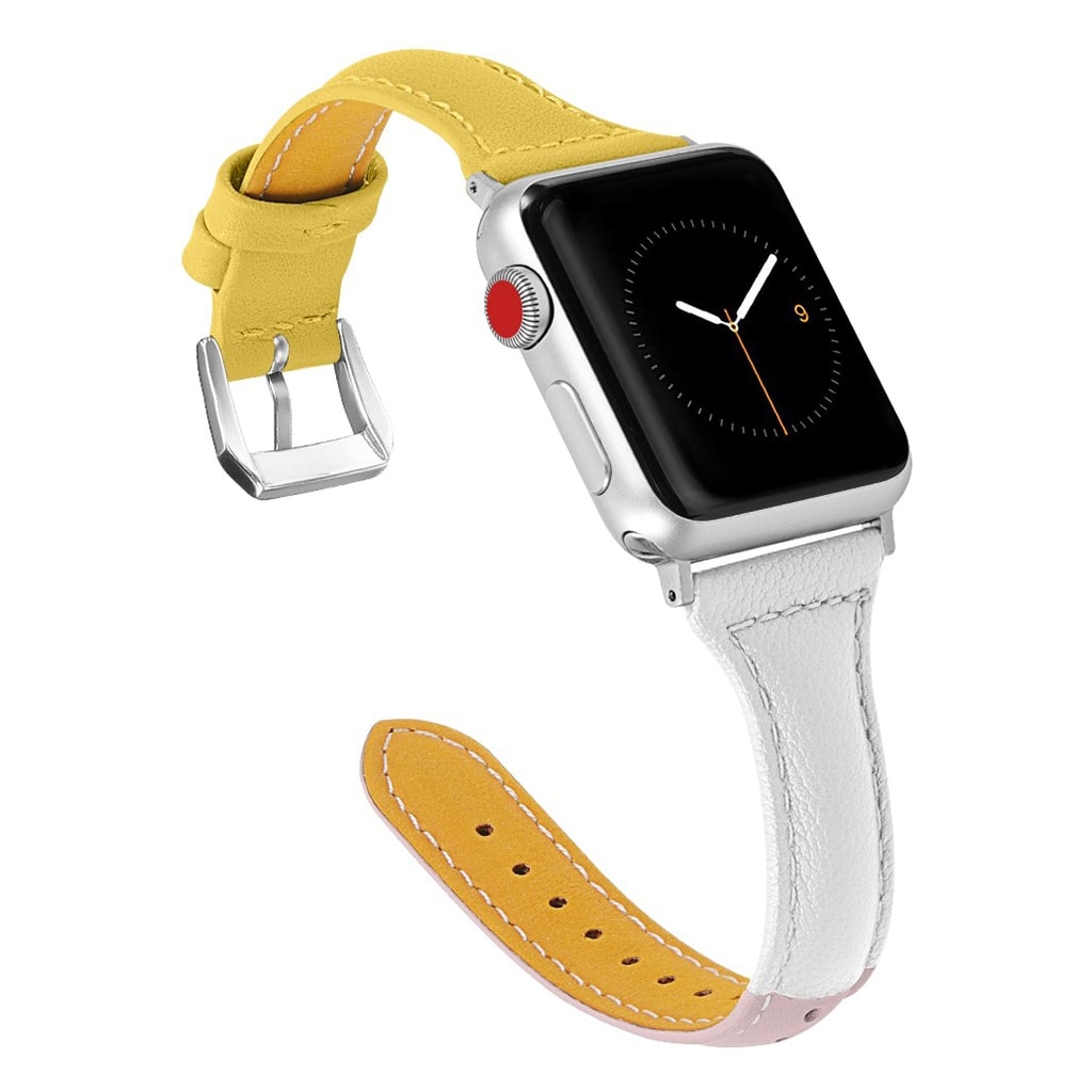 Meget nydelig Apple Watch Series 4 40mm Ægte læder Rem - Gul#serie_1